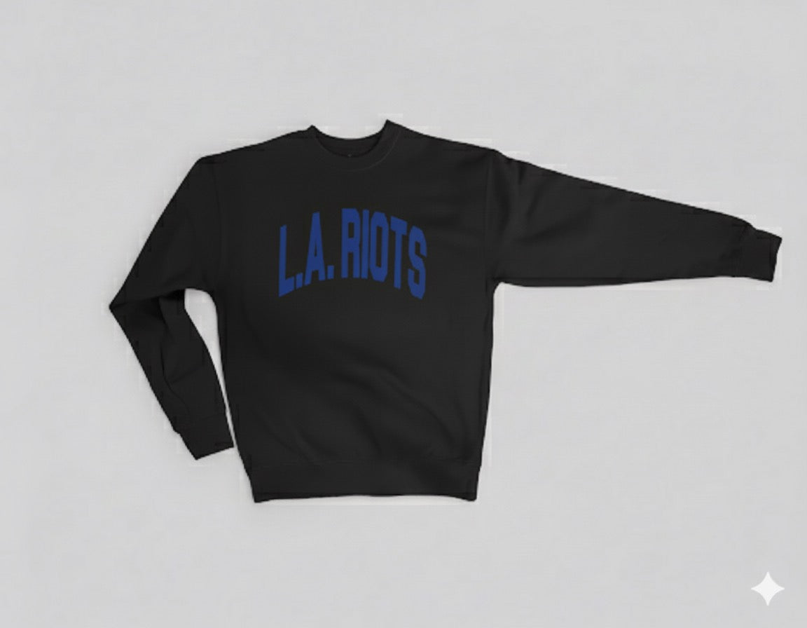 L.A. RIOTS Varsity Crewneck Electric Blue/ Black