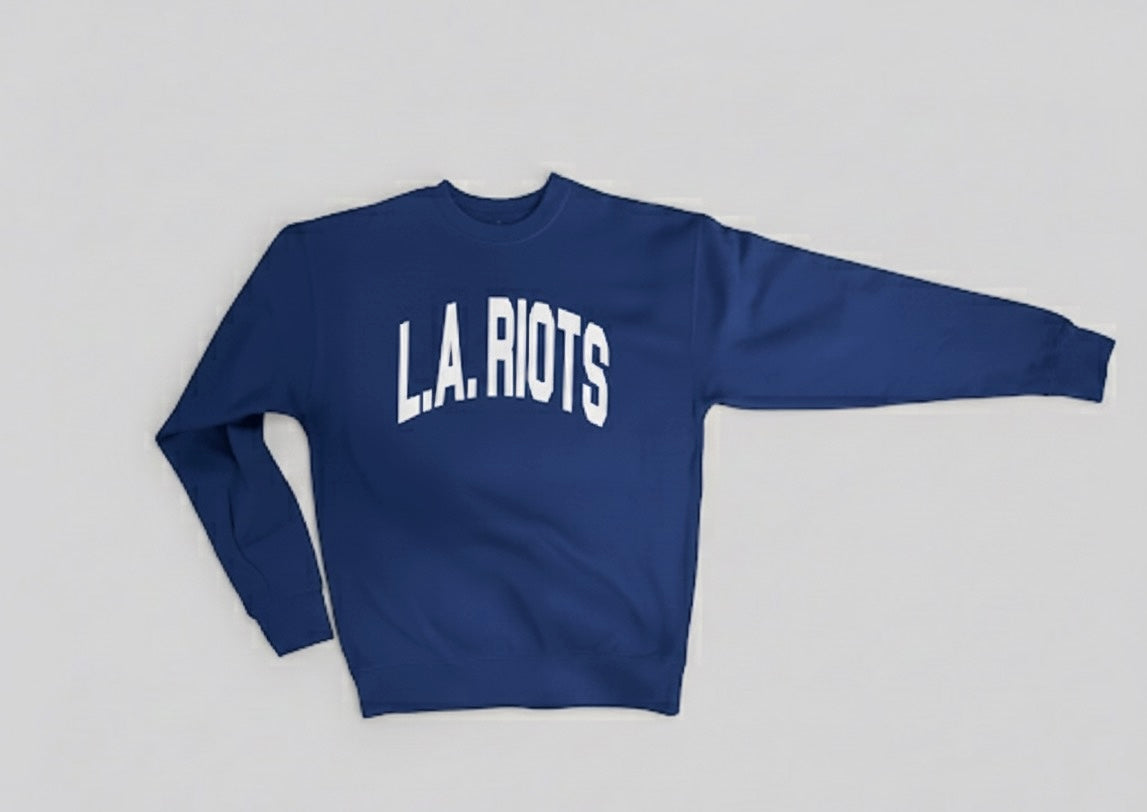 L.A. RIOTS Varsity Crewneck Blue/White